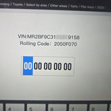 10 digit IMMO PIN Code for Toyota Yaris Calculation Service