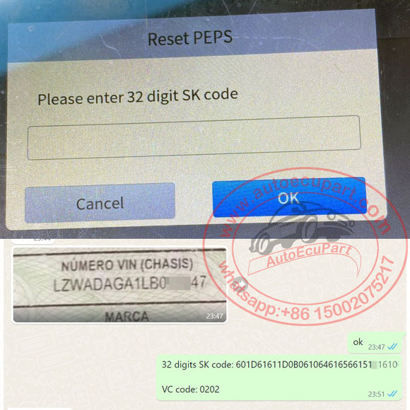 32 Digit SK Code Calculation PEPS Reset for Chevrolet Captiva