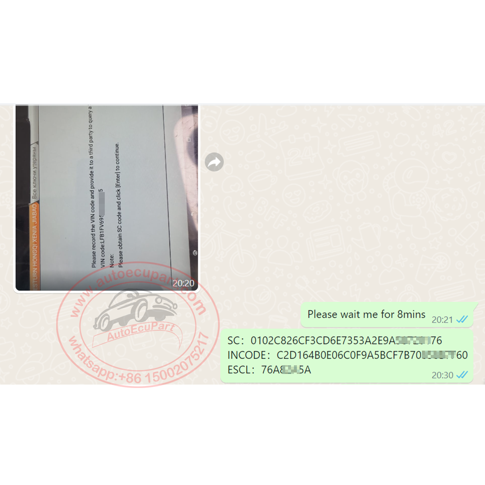 32 Digits SC Code, INCODE, ESCL Immo PIN Code Calculation Service for ...