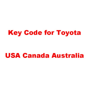Key code Cut Number for Toyota (USA, Canada, Australia)
