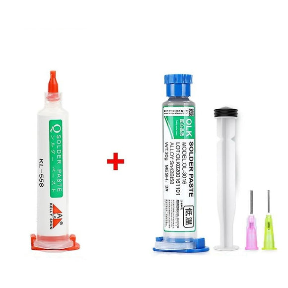 Low Temperature 138°C Lead-free Syringe SMD Welding Paste Flux + Solder Paste for Electric Soldering