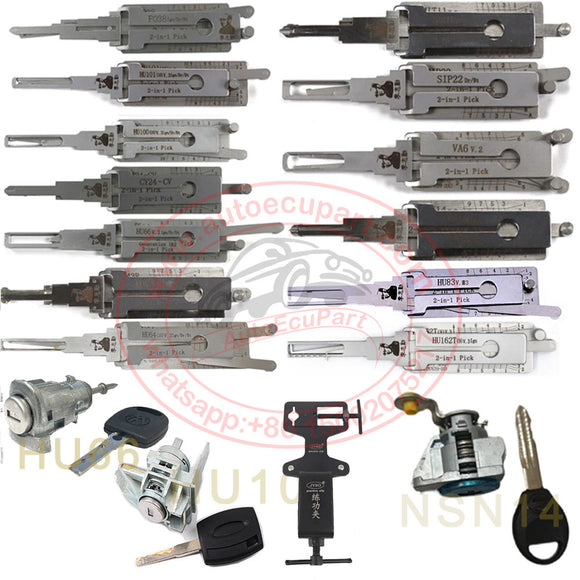 Original Lishi - Complete Automotive Training Starter Pack / 13 Lishi Tools & 3 Cylinders & Training Vice Grip