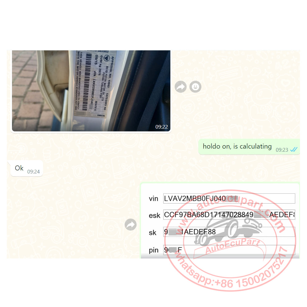 Service Pin Calculation IMMO PIN Code, ESK Code Calculation Service for Foton – autoecupart
