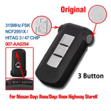 007-AA0294 Original Smart Remote Key 315MHz HITAG3 ID47 Chip for Nissan Mitsubishi