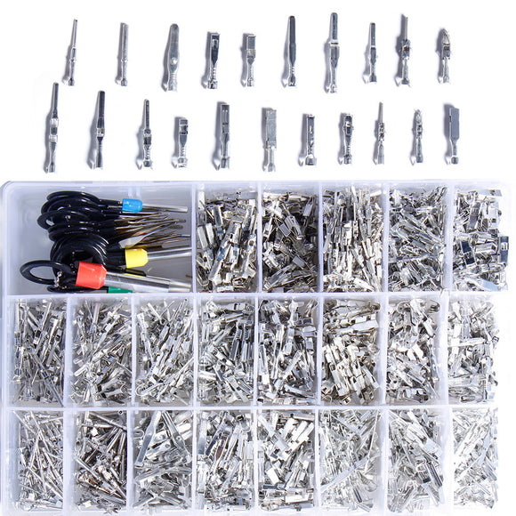 1/1.5/1.8/2.2/2.8/3.5mm Terminal Kit Automotive Connector Non-Insulated Plug Male Female Crimp Pin with Wire Removal Extractor