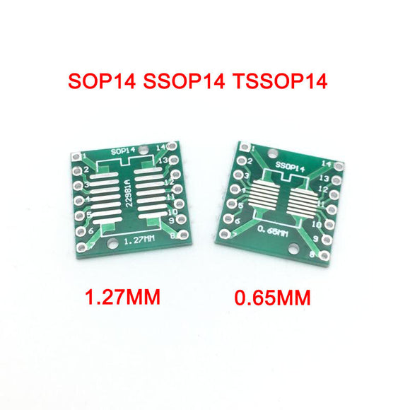 10pcs SOP14 SSOP14 TSSOP14 to DIP14 SMD To DIP Adapter 0.65mm/1.27mm to 2.54mm PCB Board Converter Socket