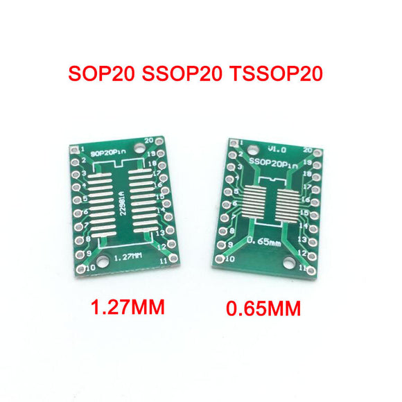 10pcs SOP20 SSOP20 TSSOP20 to DIP20 SMD to DIP Adapter 0.65mm/1.27mm to 2.54mm PCB Converter Socket