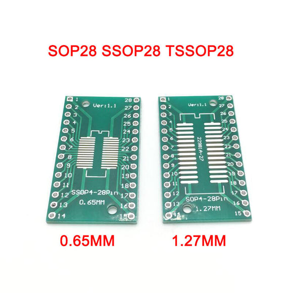 10pcs SOP28 SSOP28 TSSOP28 to DIP28  SMD To DIP 0.65mm/1.27mm to 2.54mm Converter Socket