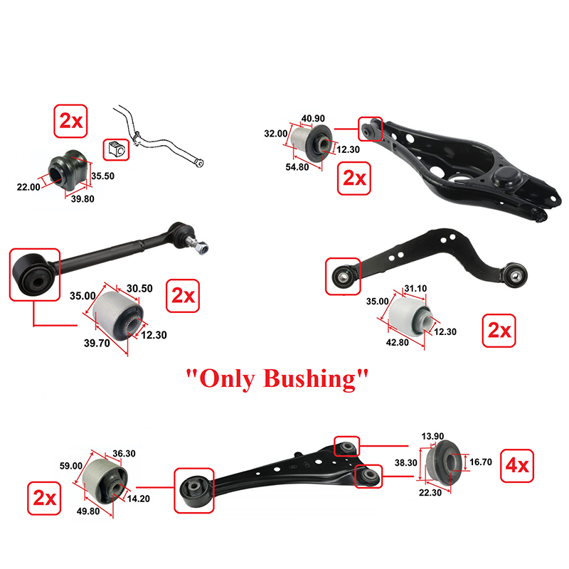 14pcs/set Rear Control Lateral Trans Arm Bushing Kit for Toyota Rav4 2 ...