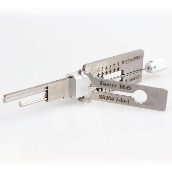 2 in 1 Lock Pick Decoder Tool for ISEO R6 Keyline: ISE15 Keyway Tool