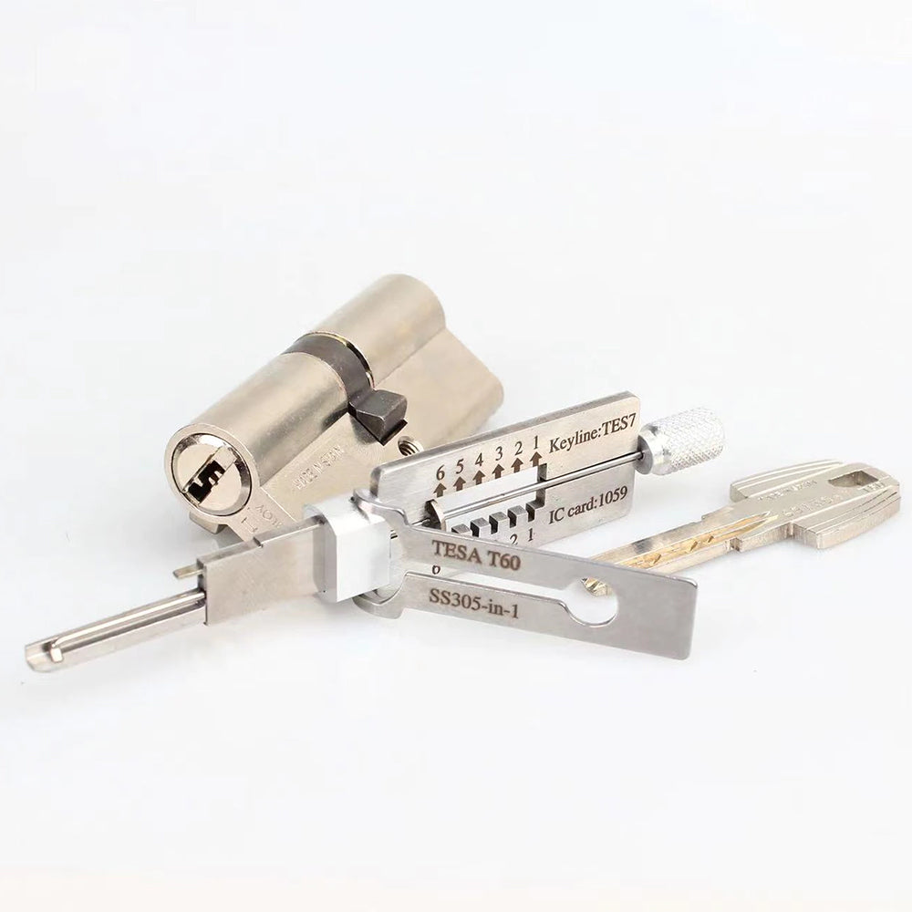 2 in 1 Lock Pick Decoder Tool for TESA T60 Keyline: TES7 Keyway Tool ...