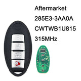 285E3-3AA0A CWTWB1U815 Keyless Proximity Smart Key 315MHz PCF7952 ID46 Chip for Nissan Sentra 4 Button Aftermarket