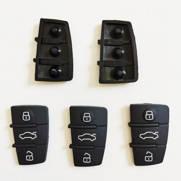 3 Buttons Rubber Pad Key Shell for Audi - 10 pcs