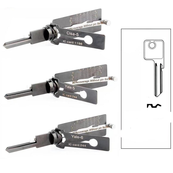 3pcs/lot 2-in-1 Lock Pick Decoder 6-Pin,5-Pin- Cisa Yale Keyway Tool (Cisa-5 Yale-5 Yale-6 )