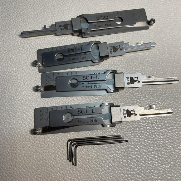 4pcs/lot Original Lishi Lock Pick 2-in-1 Decoder (KW1-L, SC4-L,SC1-L,SC20)