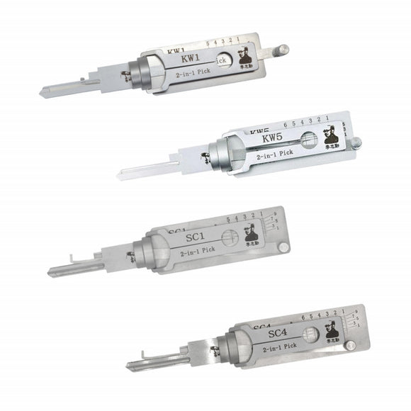 4pcs/lot Original Lishi Lock Pick 2-in-1 Decoder (SC1, SC4, KW1, KW5)