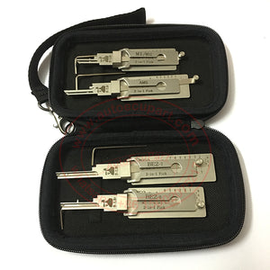 4pcs/lot Original Lishi Lock Pick 2-in-1 Decoder (M1/MS2, AM5,BE2-6,BE2-7) & Magnetic Carrying Case (Bundle of 4)