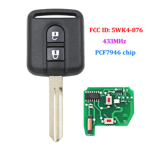 Poner todo los productos al detalle en factura,  no debe faltar ninguno por apuntar.📝5WK4-876 5WK4876 Remote Key Fob 433MHz ID46 PCF7946 Chip for Nissan Micra Navara Qashqai 2 Button