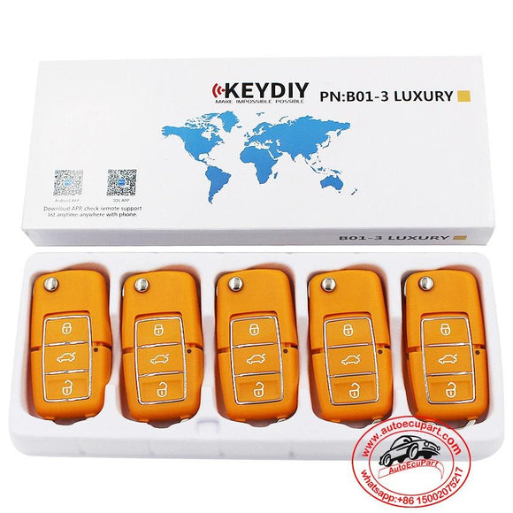 5pcs KD B01-3 Orange Color Luxury Style Universal Remote Control Key 3 Button (KEYDIY B Series)