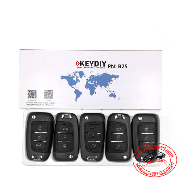 5pcs KD B25 Universal Remote Control Key 3 Button (KEYDIY B Series)