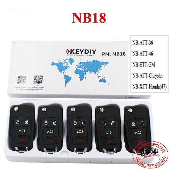 5pcs KD NB18 Universal Multi-functional Remote Control Key 4 Button (KEYDIY NB Series)