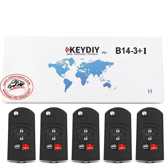 5pcs KD B14-3+1 Universal Remote Control Key 4 Button (KEYDIY B Series)