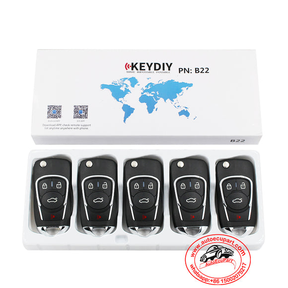 5pcs KD B22 Universal Remote Control Key 4 Button (KEYDIY B Series)