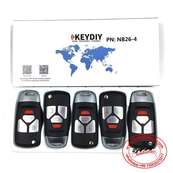 5pcs KD NB26-4 Universal Multi-functional Remote Control Key 4 Button (KEYDIY NB Series)