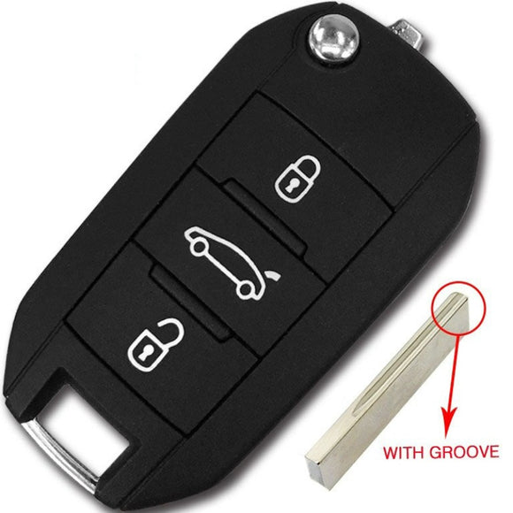 After Market Flip Remote Key 433Mhz PCF7941A / HITAG 2 / 46 chip for Peugeot 508 / Citroen C-Elysee / C4-Cactus 3 Button