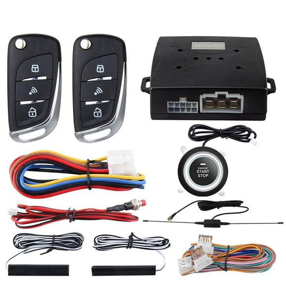 Car Alarm System with PKE Passive Keyless Entry Remote Engine Start Security Alarm Push Button Start Auto Central Lock