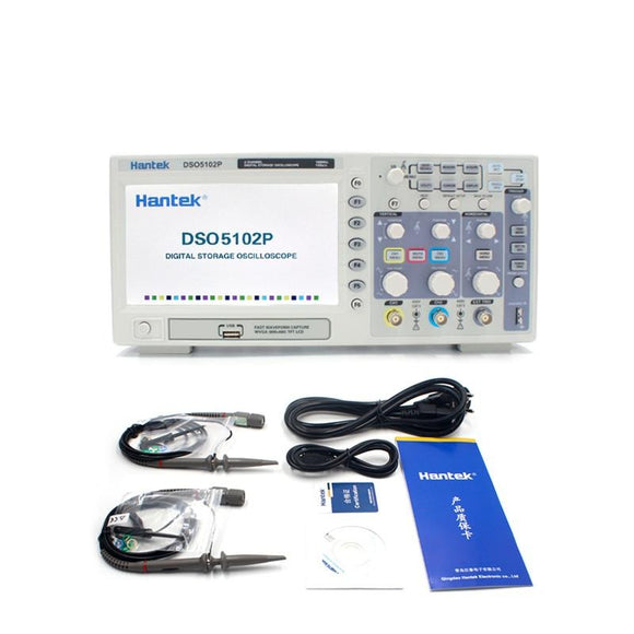 Digital Oscilloscope Hantek DSO5102P Portable 100MHz 2 Channels 1GSa/s Record Length 40K USB Osciloscopio 7 Inch