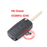 Flip Remote Key 433MHz ID46 3 Button for Great Wall H6