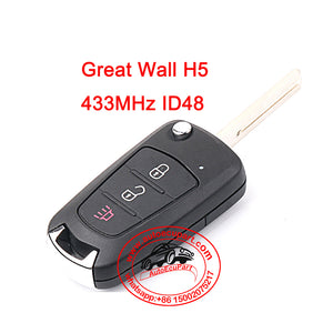 3704010BK02XA Original Flip Remote Key 433MHz ID48 3 Button for Great Wall H5 H3