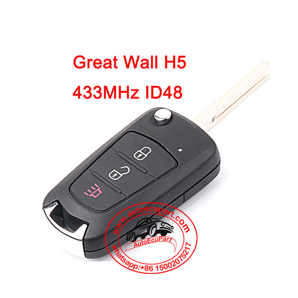 3704010BK02XA Original Flip Remote Key 433MHz ID48 3 Button for Great Wall H5 H3