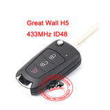 3704010BK02XA Original Flip Remote Key 433MHz ID48 3 Button for Great Wall H5 H3