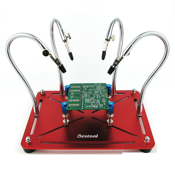 Helping Hands Soldering Station Tool PCB Circuit Board Holder Fixed Clips with 4 Flexible Universal Arms