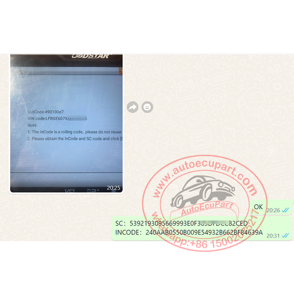 Incode SC Immo PIN Code Calculate Service for Bestune T99