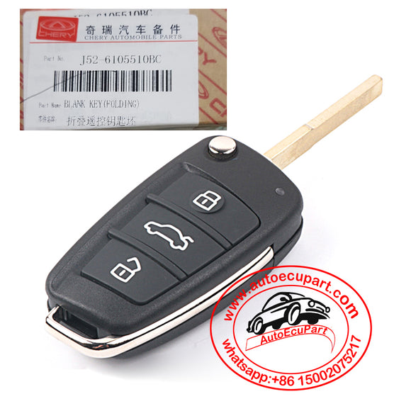 J52-6105510BC Flip Remote Key 433Mhz ID46 Chip 3 Button for Chery Tiggo5 J526105510BC