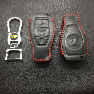 Leather Case for Benz 2 Buttons Full Smart Card Car Key - 5 Sets