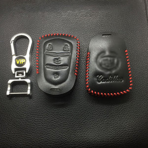 Leather Case for Cadillac New 4 Buttons Smart Card Car Key - 5 Sets