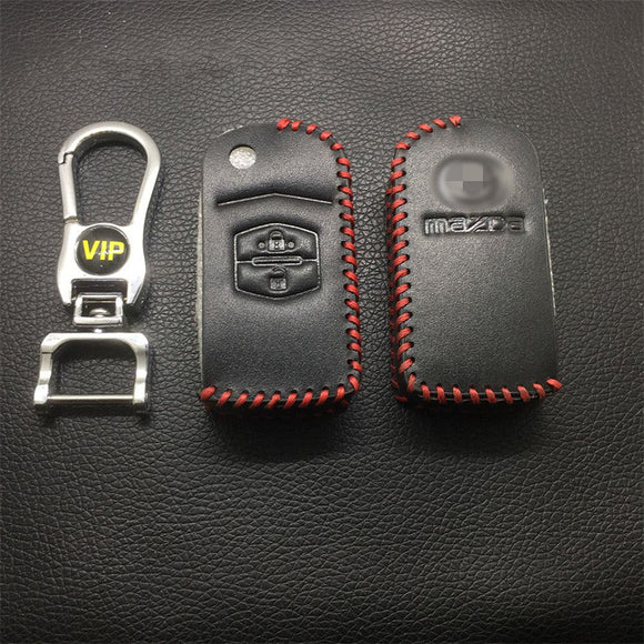Leather Case for Mazda 2 Buttons Folding Car Key - 5 Sets