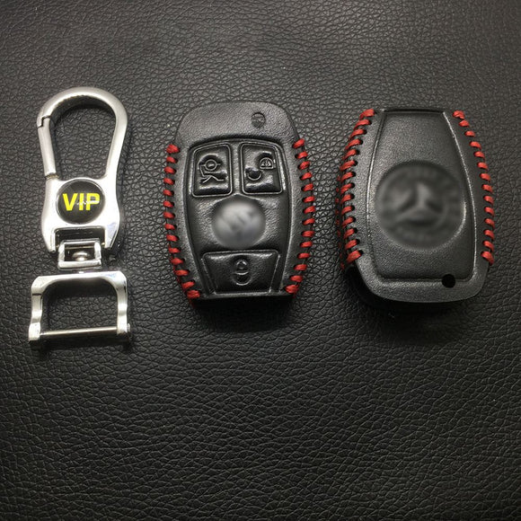 Leather Case for Mercedes Benz 3 Buttons Semi Smart Card Car Key - 5 Sets