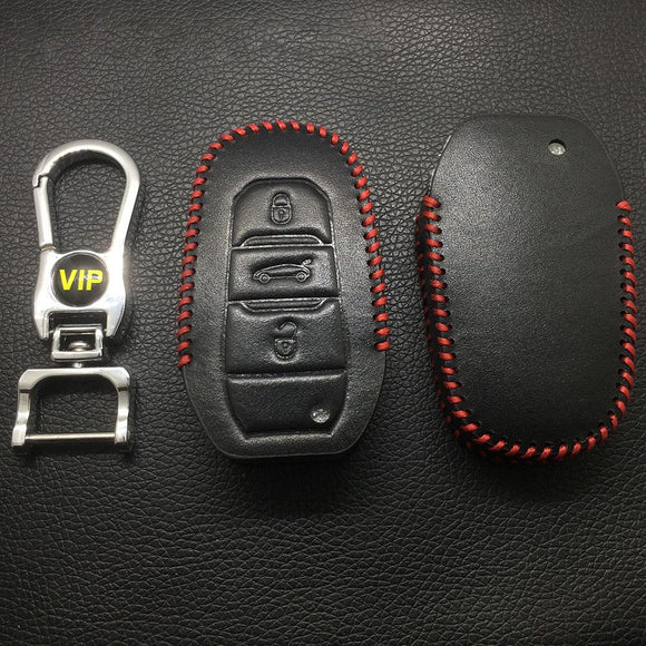 Leather Case for Peugeot Citroen 3 Buttons Smart Card Car Key - 5 Sets