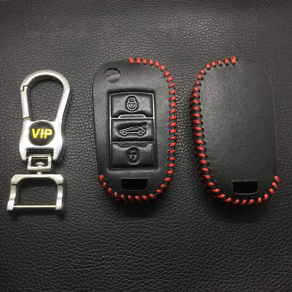 Leather Case for Peugeot Citroen New 3 Buttons Folding Car Key - 5 Sets
