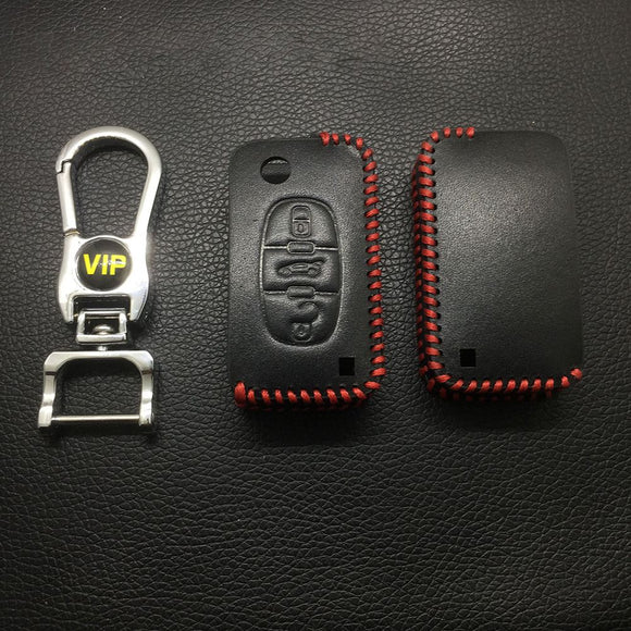 Leather Case for Peugeot Citroen Old 3 Buttons Folding Car Key - 5 Sets