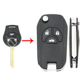 Modified Flip Remote Key Shell Case for NISSAN Cube Juke Rogue Note Micra