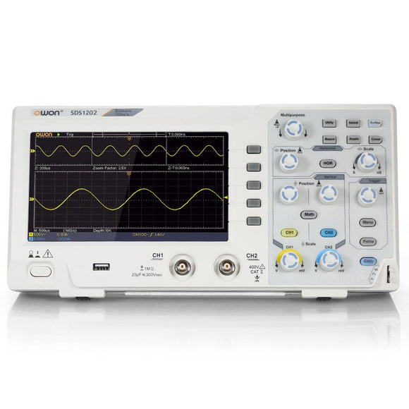 OWON SDS1202 Oscillometer Digital Storage Oscilloscope 2 Channel 200MHz 1GS/s 7 Inch