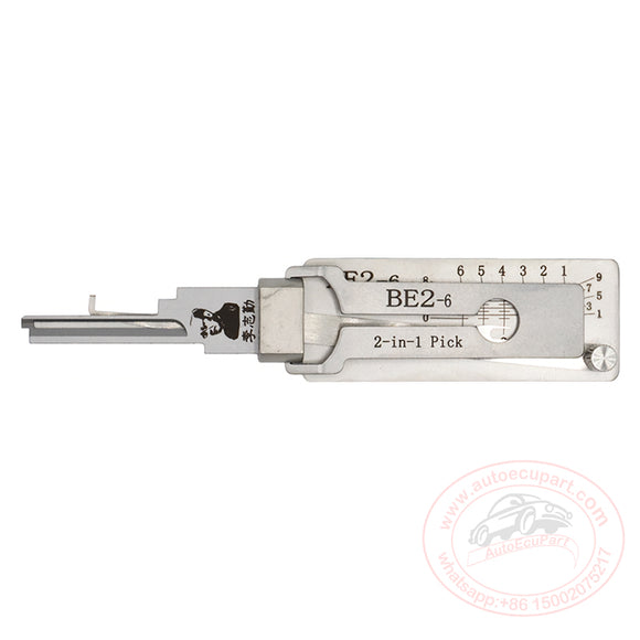 Original Lishi BE2 / 6-Pin / 2-in-1 / Residential Tool / BEST A / Anti Glare