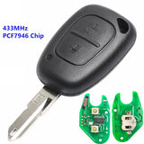 PCF7946A NE73 433MHz 2 Button Remote Key for Renault Master Traffic Kangoo Nissan Primastar