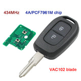 PCF7961M 4A VAC102 433MHz Remote Car Key Fob for Renault Dacia LOGAN SANDERO LODGY DOKKER DUSTER